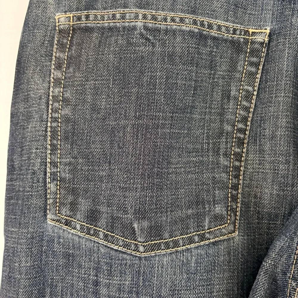 Banana Republic‎ Mens Straight Leg Button Fly Blue Jeans Dark Wash Distressed